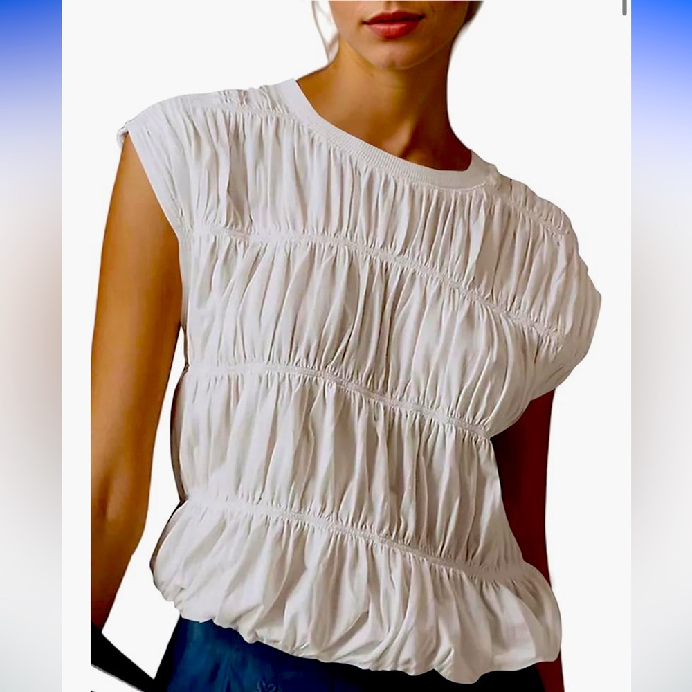 Women's Cute Tiered Shirred Bubble Top